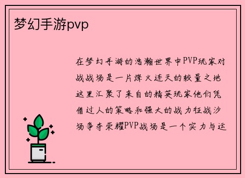 梦幻手游pvp